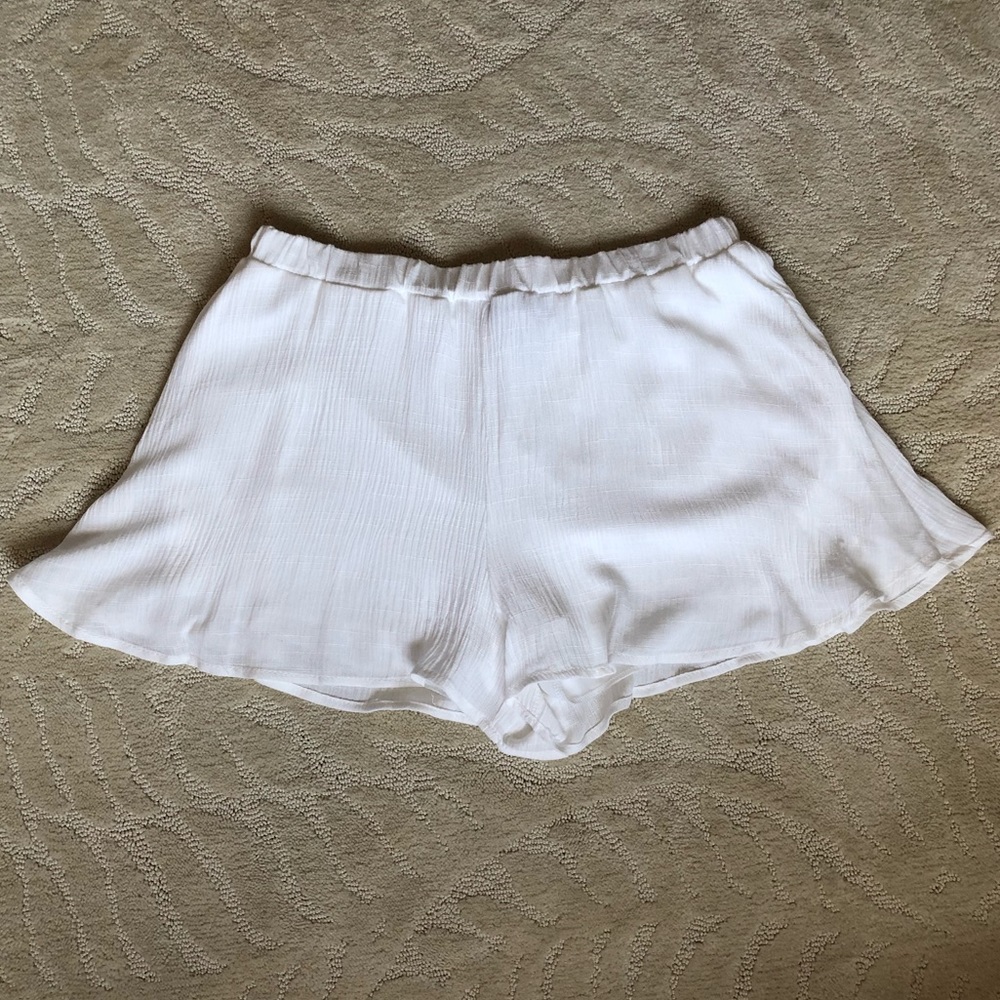 White High Waist Flowy Shorts